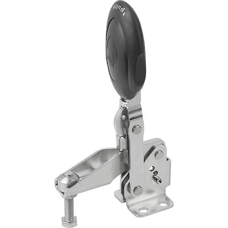 Kipp Vertical Toggle Clamps w. Safety Lock, flat foot, adj. spindle, SS K0662.106100